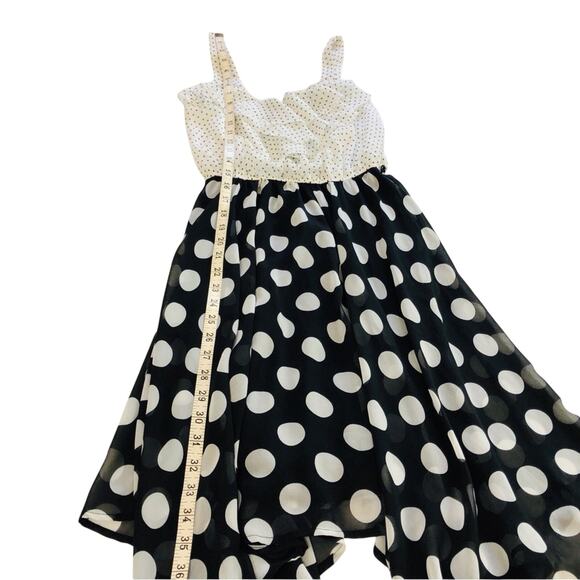 Maurices Fit & Flare Blue White Polka Dot Sundress Layered Handkerchief Hem - Picture 11 of 16